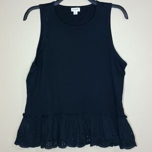 J Crew Tank with Eyelet Ruffle